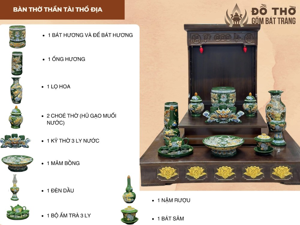 Sơ đồ bộ đồ thờ Thần Tài - Thổ Địa