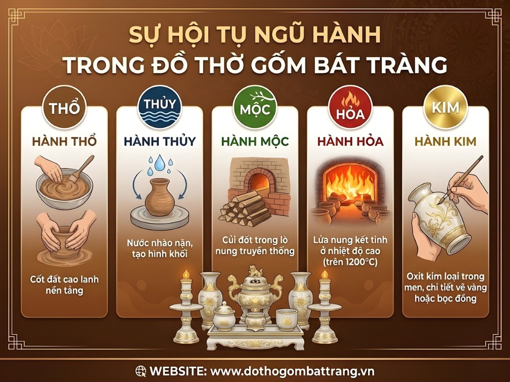 Sự hội tụ yếu tố ngũ hành trong đồ thờ gốm Bát Tràng