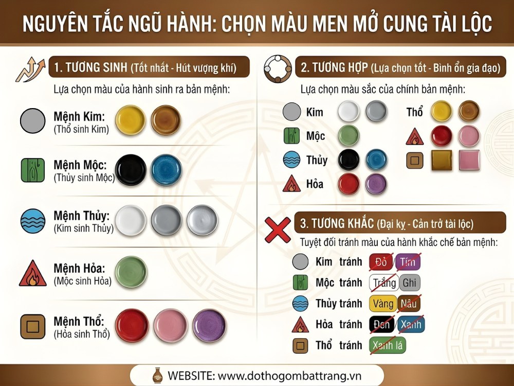 Nguyên tắc ngũ hành chọn màu men đồ thờ Bát Tràng