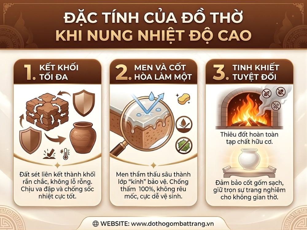 Đặc tính của đồ thờ Bát Tràng khi được nung nhiệt độ cao