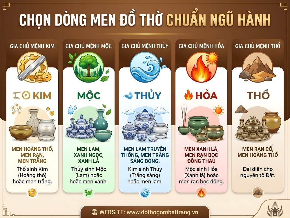 Cách chọn dòng men đồ thờ Bát Tràng hợp mệnh