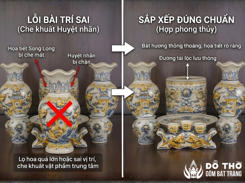 Tránh đặt vật phẩm che khuất bát hương
