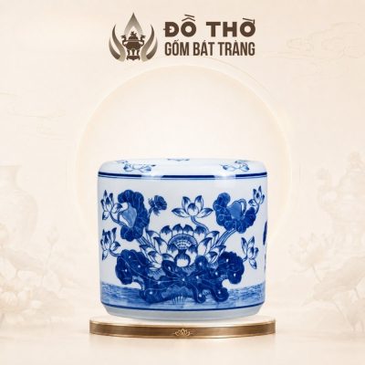 Bát Hương Men Lam Họa Tiết Hoa Sen Vẽ Tay Gốm Sứ Bát Tràng DT-BH02 - Ảnh đại diện