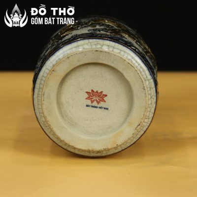 Bát Hương Men Rạn Đắp Nổi Song Long Chầu Nguyệt Vẽ Vàng DT-BH04 - Chi tiết 4