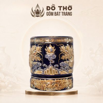 Bát Hương Men Xanh Coban Vẽ Vàng Họa Tiết Song Long Chầu Nguyệt DT-BH06 - Ảnh đại diện