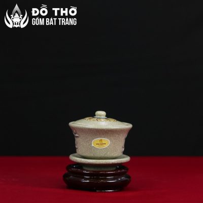 Bát Sâm Thờ Men Rạn Đắp Nổi Họa Tiết Cuốn Thư Gốm Sứ Bát Tràng DT-BS02 - Chi tiết 4