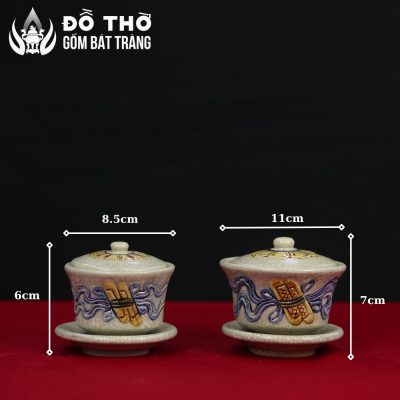 Bát Sâm Thờ Men Rạn Đắp Nổi Họa Tiết Cuốn Thư Gốm Sứ Bát Tràng DT-BS02 - Chi tiết 8