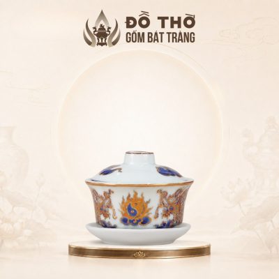 Bát Sâm Thờ Vẽ Vàng Men Lam Họa Tiết Lưỡng Long Chầu Nguyệt DT-BS01 - Ảnh đại diện