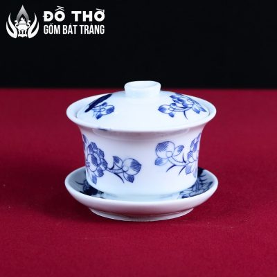 Bát Sâm Đựng Trà Cúng Men Lam Vẽ Sen Xanh Bát Tràng DT-BS04 - Chi tiết 4