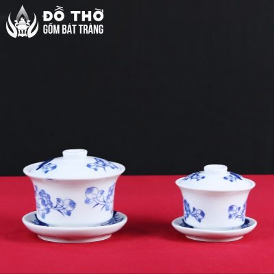 Bát Sâm Đựng Trà Cúng Men Lam Vẽ Sen Xanh Bát Tràng DT-BS04 - Chi tiết 7