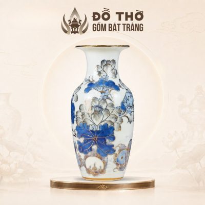 Bình Hoa Thờ Men Lam Vẽ Vàng Họa Tiết Hoa Sen Chép DT-LH03 - Ảnh đại diện