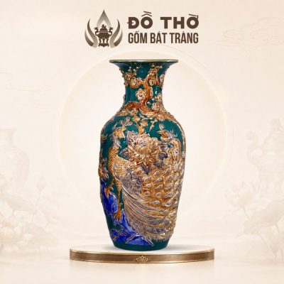 Bình Hoa Thờ Men Xanh Lá Đắp Nổi Công Đào Vẽ Vàng DT-LH07 - Ảnh đại diện
