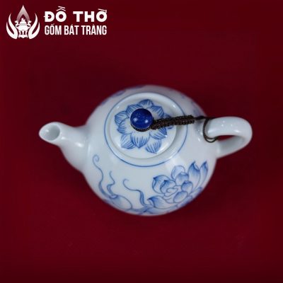 Bộ Ấm Chén Thờ Men Lam Vẽ Hoa Sen Gốm Sứ Bát Tràng DT-AC02 - Chi tiết 5