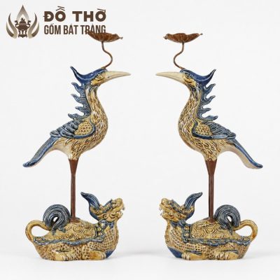 Bộ Đỉnh Hạc Men Rạn Đắp Nổi Gốm Bát Tràng Cao Cấp DT-DH03 - Chi tiết 2