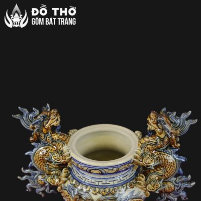 Bộ Đỉnh Hạc Men Rạn Đắp Nổi Gốm Bát Tràng Cao Cấp DT-DH03 - Chi tiết 4