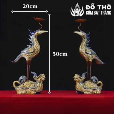 Bộ Đỉnh Hạc Men Rạn Đắp Nổi Gốm Bát Tràng Cao Cấp DT-DH03 - Chi tiết 8