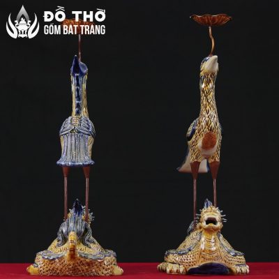 Bộ Đỉnh Hạc Men Rạn Đắp Nổi Gốm Bát Tràng Cao Cấp DT-DH03 - Chi tiết 9