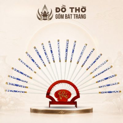 Bộ Đũa Thờ Hình Quạt Men Lam Vẽ Vàng Đế Chữ Phúc DT-DT01 - Ảnh đại diện
