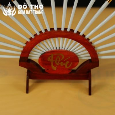 Bộ Đũa Thờ Hình Quạt Men Lam Vẽ Vàng Đế Chữ Phúc DT-DT01 - Chi tiết 5