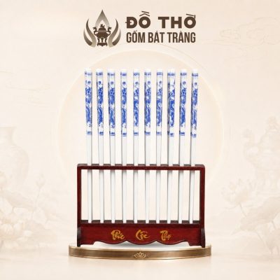 Bộ Đũa Thờ Sứ Vẽ Rồng Lam Cổ Điển Kèm Giá Đỡ Gỗ Phúc Lộc Thọ DT-DT02 - Ảnh đại diện