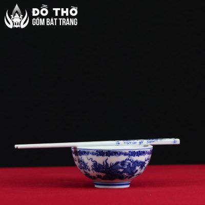 Bộ Đũa Thờ Sứ Vẽ Rồng Lam Cổ Điển Kèm Giá Đỡ Gỗ Phúc Lộc Thọ DT-DT02 - Chi tiết 5