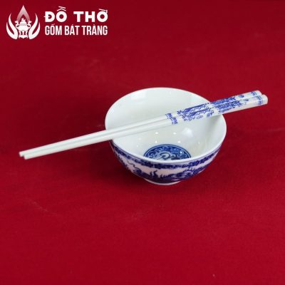 Bộ Đũa Thờ Sứ Vẽ Rồng Lam Cổ Điển Kèm Giá Đỡ Gỗ Phúc Lộc Thọ DT-DT02 - Chi tiết 6