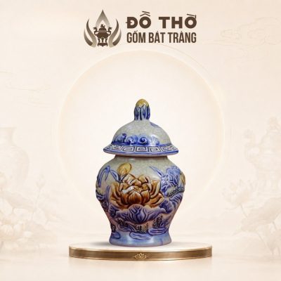 Chóe Thờ Men Rạn Đắp Nổi Hoa Sen Cổ Điển Bát Tràng DT-CT02 - Ảnh đại diện