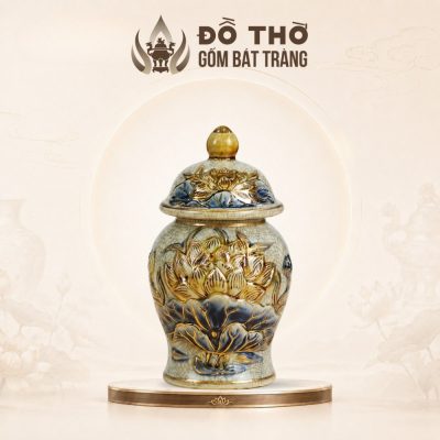 Choé Thờ Men Rạn Đắp Nổi Hoa Sen Vẽ Vàng Bát Tràng DT-CT03 - Ảnh đại diện