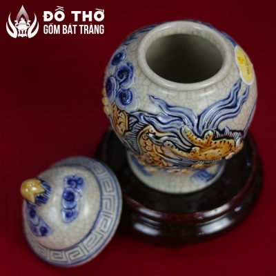 Choé Thờ Men Rạn Cổ Đắp Nổi Họa Tiết Rồng Bát Tràng DT-CT01 - Chi tiết 2