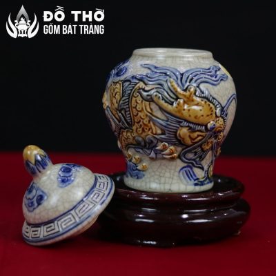 Choé Thờ Men Rạn Cổ Đắp Nổi Họa Tiết Rồng Bát Tràng DT-CT01 - Chi tiết 3