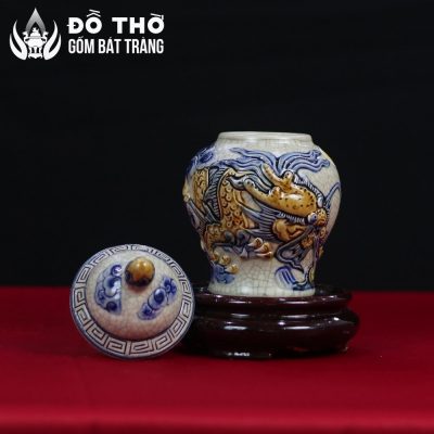 Choé Thờ Men Rạn Cổ Đắp Nổi Họa Tiết Rồng Bát Tràng DT-CT01 - Chi tiết 5