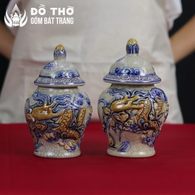 Choé Thờ Men Rạn Cổ Đắp Nổi Họa Tiết Rồng Bát Tràng DT-CT01 - Chi tiết 6
