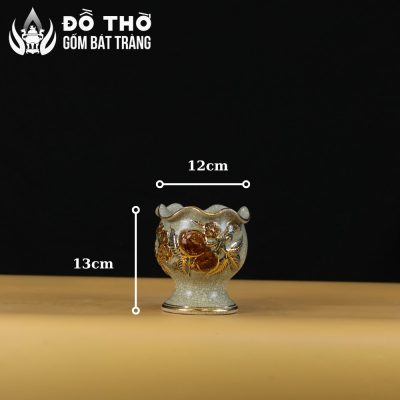 Cốc Đựng Phật Thủ Men Rạn Đắp Nổi Đào Trường Thọ Vẽ Vàng DT-CPT01 - Chi tiết 1