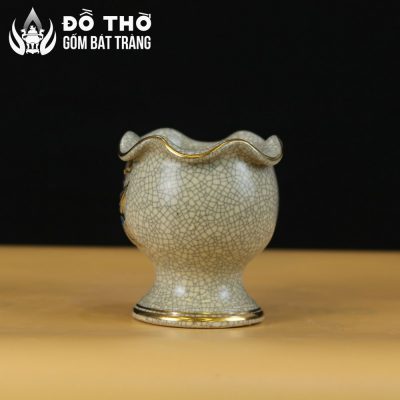 Cốc Đựng Phật Thủ Men Rạn Đắp Nổi Đào Trường Thọ Vẽ Vàng DT-CPT01 - Chi tiết 4