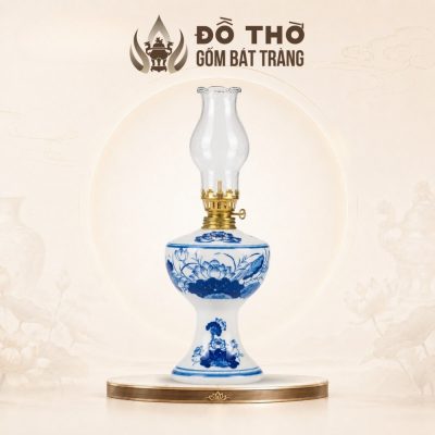 Đèn Dầu Thờ Men Lam Họa Tiết Sen Vẽ Tay Bát Tràng DT-DD04 - Ảnh đại diện