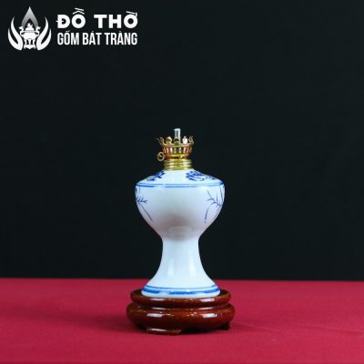 Đèn Dầu Thờ Men Lam Họa Tiết Sen Vẽ Tay Bát Tràng DT-DD04 - Chi tiết 3