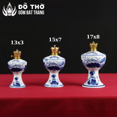 Đèn Dầu Thờ Men Lam Họa Tiết Sen Vẽ Tay Bát Tràng DT-DD04 - Chi tiết 4
