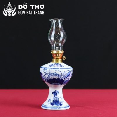 Đèn Dầu Thờ Men Lam Họa Tiết Sen Vẽ Tay Bát Tràng DT-DD04 - Chi tiết 5