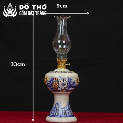 Đèn Dầu Thờ Men Rạn Đắp Nổi Chữ Thọ Bát Tràng DT-DD02 - Chi tiết 2