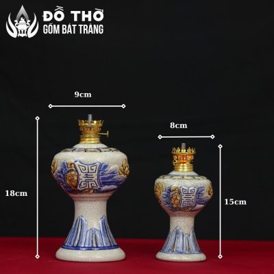 Đèn Dầu Thờ Men Rạn Đắp Nổi Chữ Thọ Bát Tràng DT-DD02 - Chi tiết 4