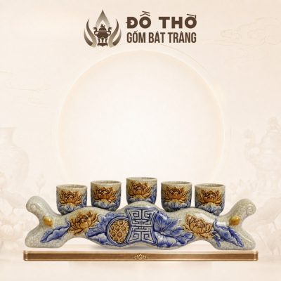 Kỷ 5 Chén Thờ Men Rạn Đắp Nổi Hoa Sen Cổ Bát Tràng DT-KT06 - Ảnh đại diện