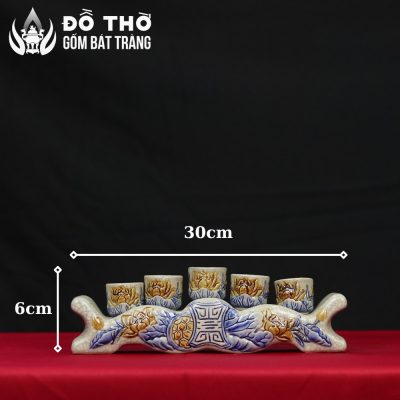 Kỷ 5 Chén Thờ Men Rạn Đắp Nổi Hoa Sen Cổ Bát Tràng DT-KT06 - Chi tiết 1