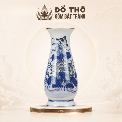 Lọ Hoa Thờ Dáng Huệ Men Lam Vẽ Vàng Họa Tiết Hoa Sen DT-LH01 - Ảnh đại diện