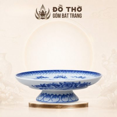Mâm Bồng Men Lam Họa Tiết Song Long Vẽ Tay Bát Tràng DT-MB02 - Ảnh đại diện
