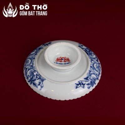 Mâm Bồng Men Lam Họa Tiết Song Long Vẽ Tay Bát Tràng DT-MB02 - Chi tiết 3