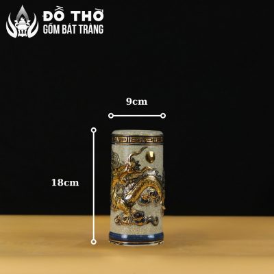 Ống Hương Men Rạn Cổ Đắp Nổi Rồng Vẽ Vàng Cao Cấp DT-OH02 - Chi tiết 5