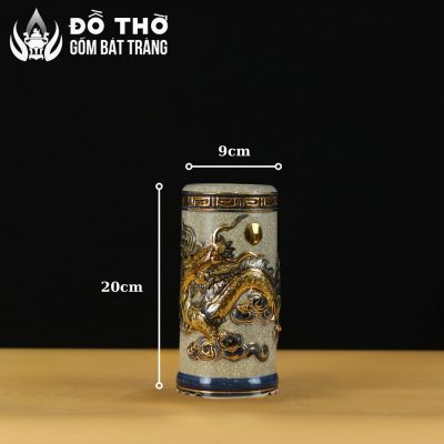Ống Hương Men Rạn Cổ Đắp Nổi Rồng Vẽ Vàng Cao Cấp DT-OH02 - Chi tiết 6