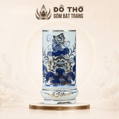 Ống Đựng Hương Men Lam Vẽ Vàng Họa Tiết Hoa Sen Bát Tràng DT-OH01 - Ảnh đại diện